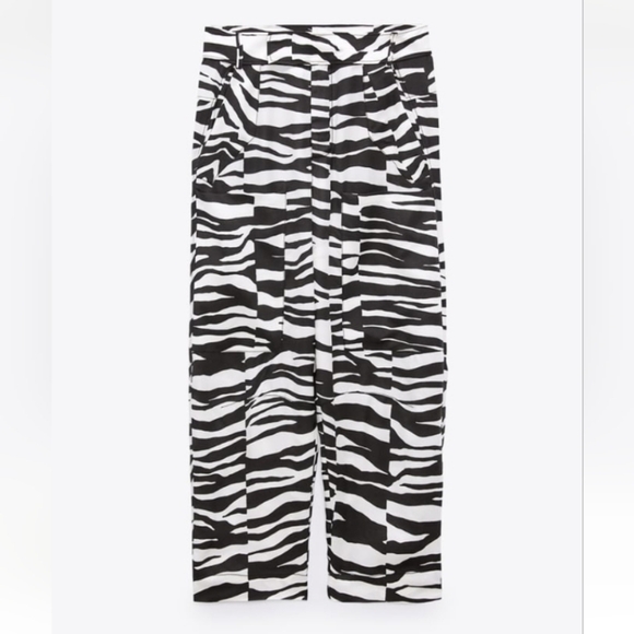ZARA Limited Edition Animal print Flowy High Waist  pants - Picture 3 of 11
